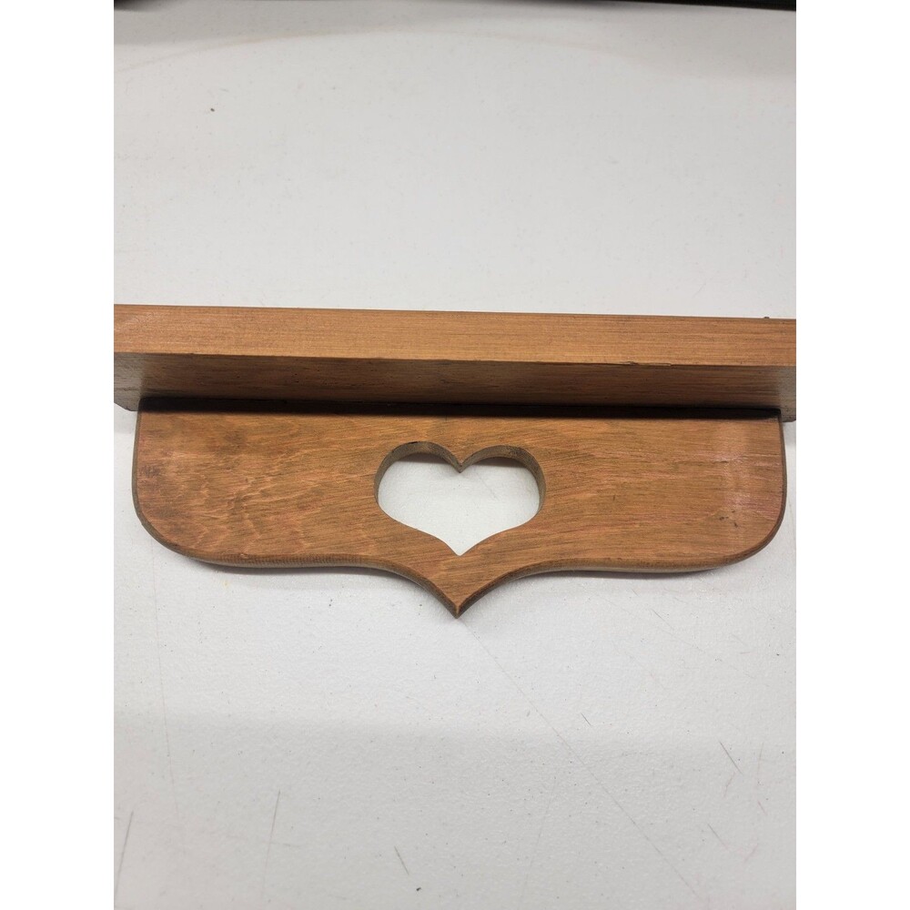 Handmade Wood Heart Cutout Wall Shelf  11”Long Small Shelf